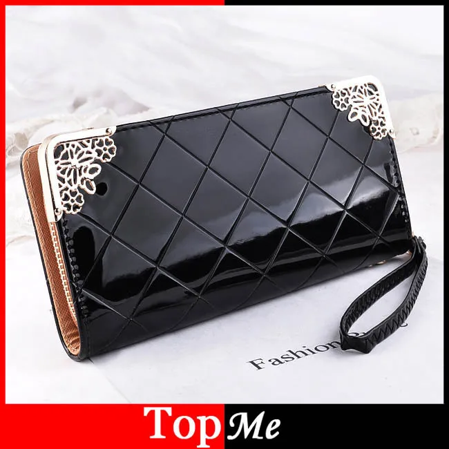 Promotion Free shipping Patent PU Leather Women Wallet