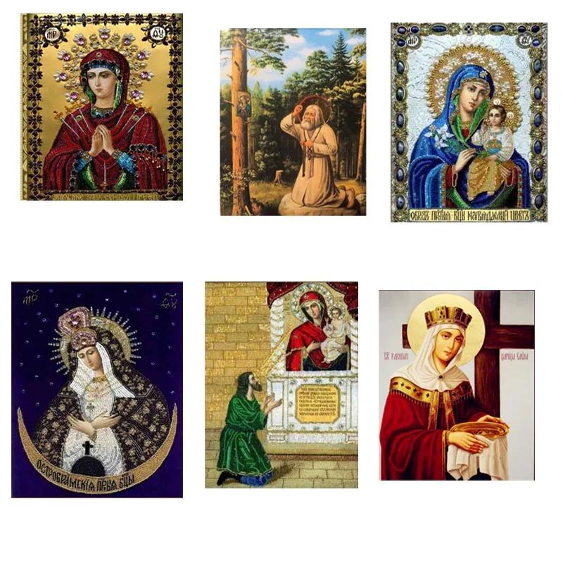 

Picture Of Crystals Beads Seraphim Icon Rhinestones Painting DMC Diamond Mosaic Beadwork Needlework Diamond Embroidery Religion