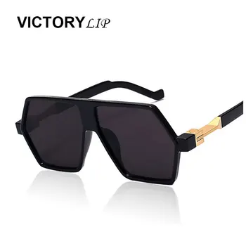 

VictoryLip Flat Top Oversized 2016 Men Women Fashion Mirror Sunglasses Rock Rap Sunshades Lady UV400 Male Cool Sun Glasses