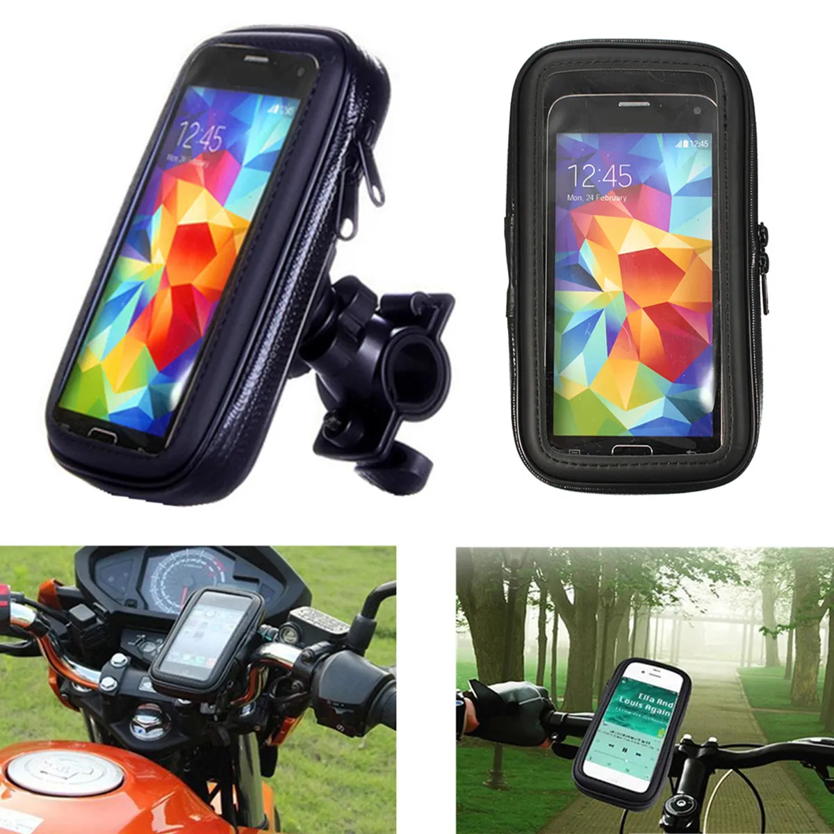 Waterproof Bike Motorcycle Phone Holder Mount Universal Mobile Phone