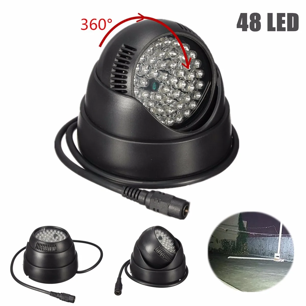  360 Degree Rotate 48 LED For IR Infrared Night Vision Assist LED Lamp For CCTV Surveillance Securit - 33021216621
