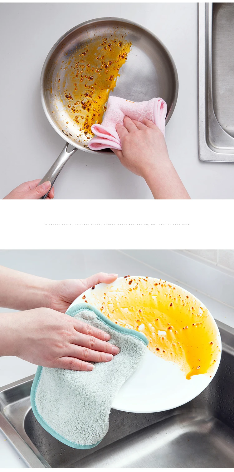 OYOURLIFE бытовые утолщенные чистящие салфетки двухслойные из микрофибры Абсорбирующая моющая ткань кухонная посуда чистящая ткань