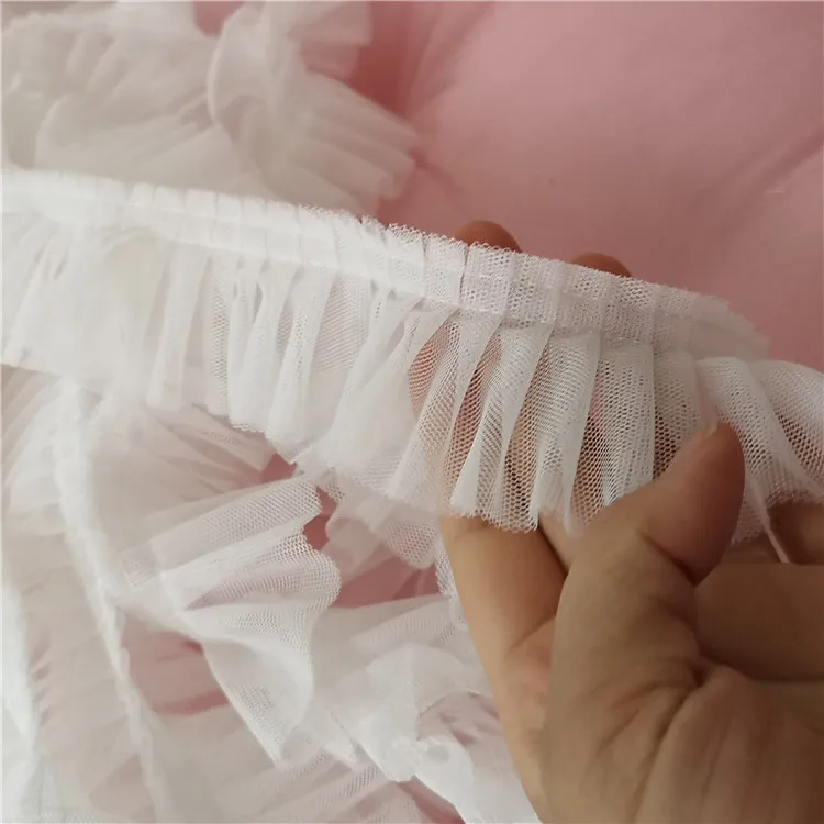 5 см широкие двухслойные 3D плиссированные сетчатые кружевные ткани с оборкой, вышитый воротник, лента, швейная одежда, юбка, комбинированный Материал