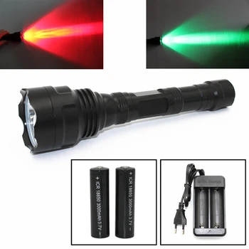 

Tactical LED Flashlight Green / Red Light Spotlight 3x Q5 1200Lm High Brightness lanterna Flash lamp for Hunting Camping