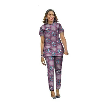 

Ankara style fashion African outfits print women dashiki set shirt and pant custom made Africa clothing