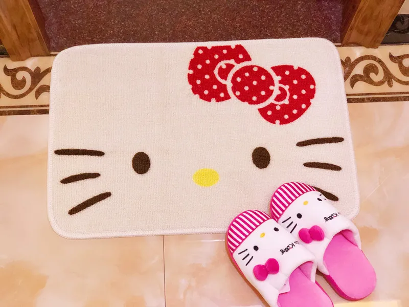 

1 Pcs Cartoon Beige Hello Kitty Front Door Kitchen MatsToilet Mat 40X60CM