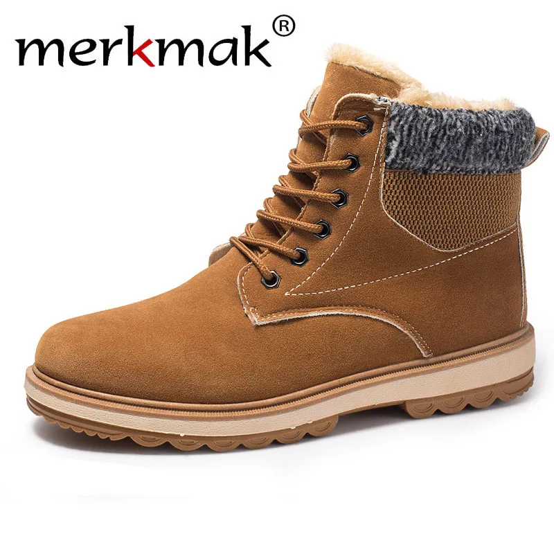 

Merkmak New Snow Boots Men Ankle Winter Warm Boots Shoes Travel Hiking Autumn Comfortable Wear Resistant Flat's Casual Man Shoe