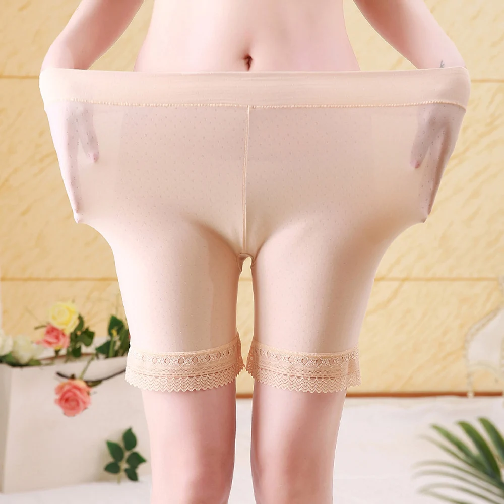 

Women's Safety Short Pants Ice Silk Brief Long Boxer Briefs Breathable Underwear Pants Leggings Plus Size