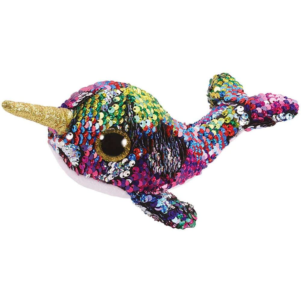 

Pyoopeo Ty Sequins Flippables 6" 15cm Calypso the Narwhal Plush Regular Soft Stuffed Animal Collection Doll Toy with Heart Tag