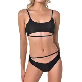 

Women Fashion Sexy solid color halter suit swimsuit Push-Up Padded Bra backless swimsuit bathing suit Beachwear 40mr02