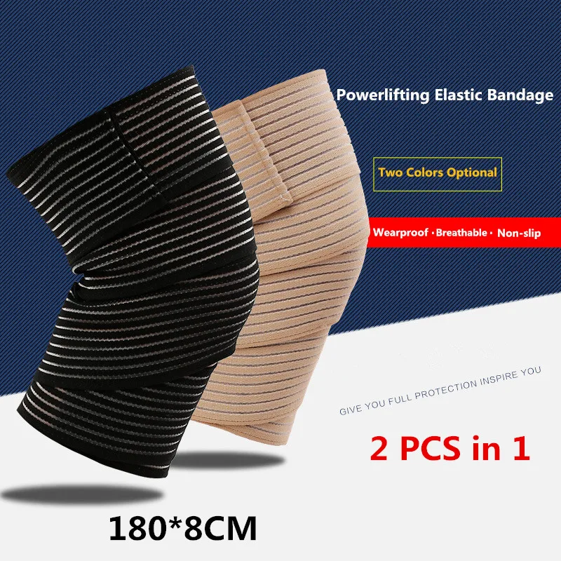 

2 PCS 180*8 CM Elastic Nylon Knee Bandage Knee Pads Elbow Leg Compression Sleeve Fitness Knee Support Wraps Sport Brace Tape