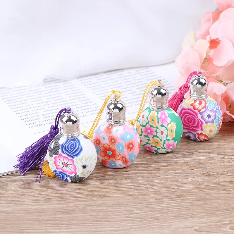 

1PCS Colorful 10ml Round Glass Roll On Bottle Empty Polymer Clay Perfume Bottle Refillable Essential Oil Vials with Roller Ball