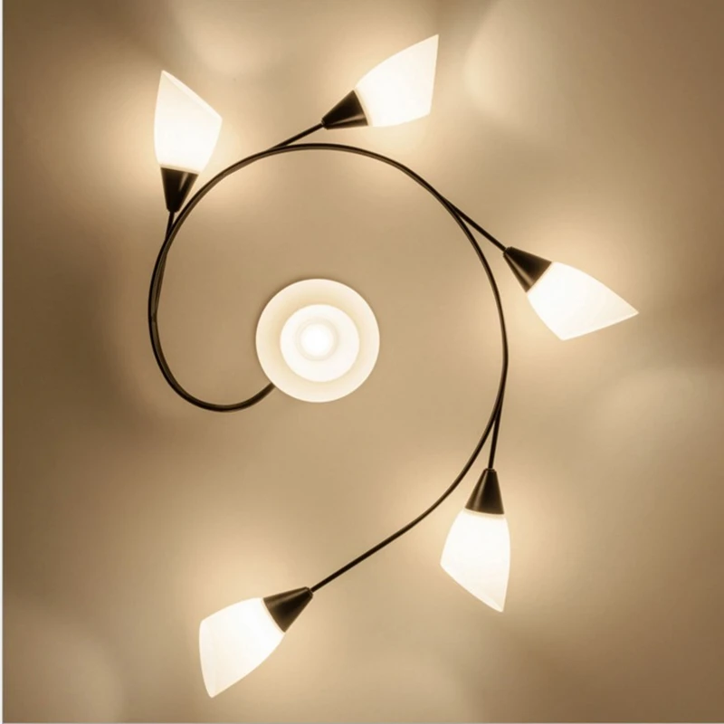 Светодиодная подвесная люстра из металлического стекла потолочная лампа для