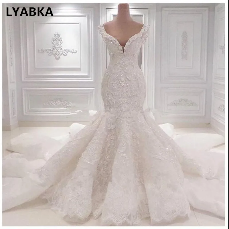 Vestido De Noiva, свадебное платье русалки, свадебное платье с длинным шлейфом, Сексуальное Милое кружевное свадебное платье, Robe De Mariage