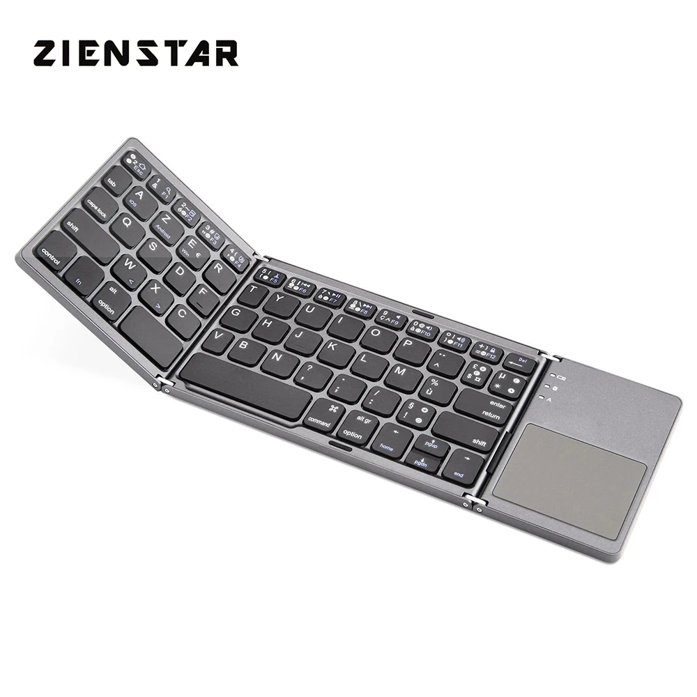 Zienstar AZERTY Французская Складная Беспроводная Bluetooth клавиатура с Ttouchpad для ipad/Iphone/Macbook/PC компьютера/Android планшета