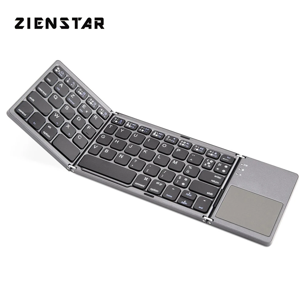 Zienstar AZERTY French Foldable Wireless Bluetooth Keyboard with Ttouchpad for ipad/Iphone/Macbook/PC computer/Android tablet