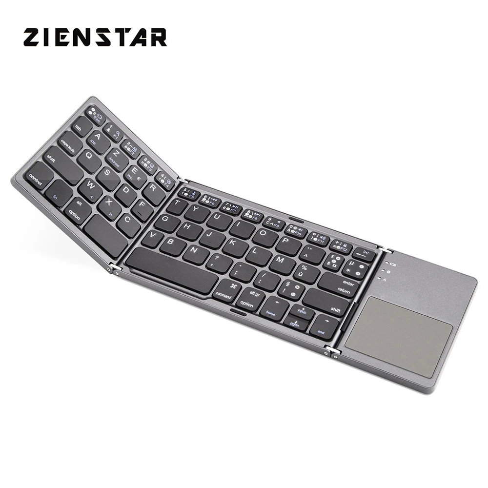 Zienstar Azerty French Foldable Wireless Bluetooth Keyboard With Ttouchpad For Ipad Iphone Macbook Pc Computer Android Tablet Keyboards Aliexpress