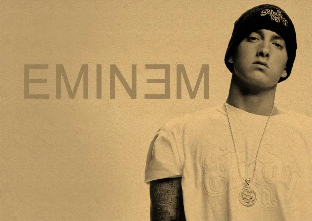 8 миля рэп художника плакат в стиле ретро из крафт-бумаги, Рэп Бог плакат Eminem, крафт-бумага плакат, декоративная живопись, стикер стены