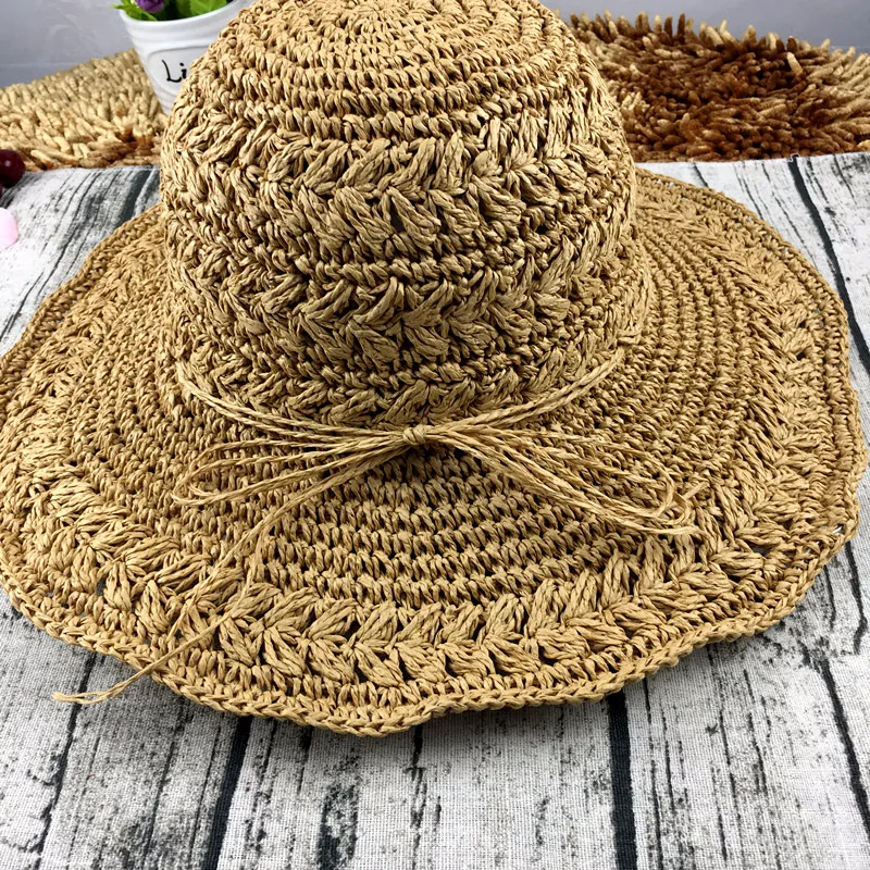 Летние выдалбливают складные и женские ручные вязаные шапки шляпа морской праздник пляжная шляпа солнцезащитная Кепка