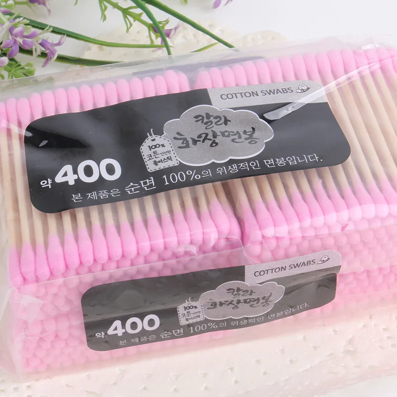 Корейский 400 шт/партия ватные палочки ярких цветов для макияжа|cotton swab|cotton stickscolored