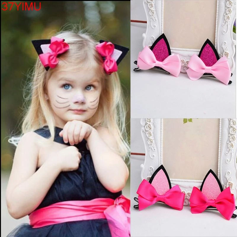 

1pc girls flower cat ears hairpin hair accessories clip hairpins barrettes headwear