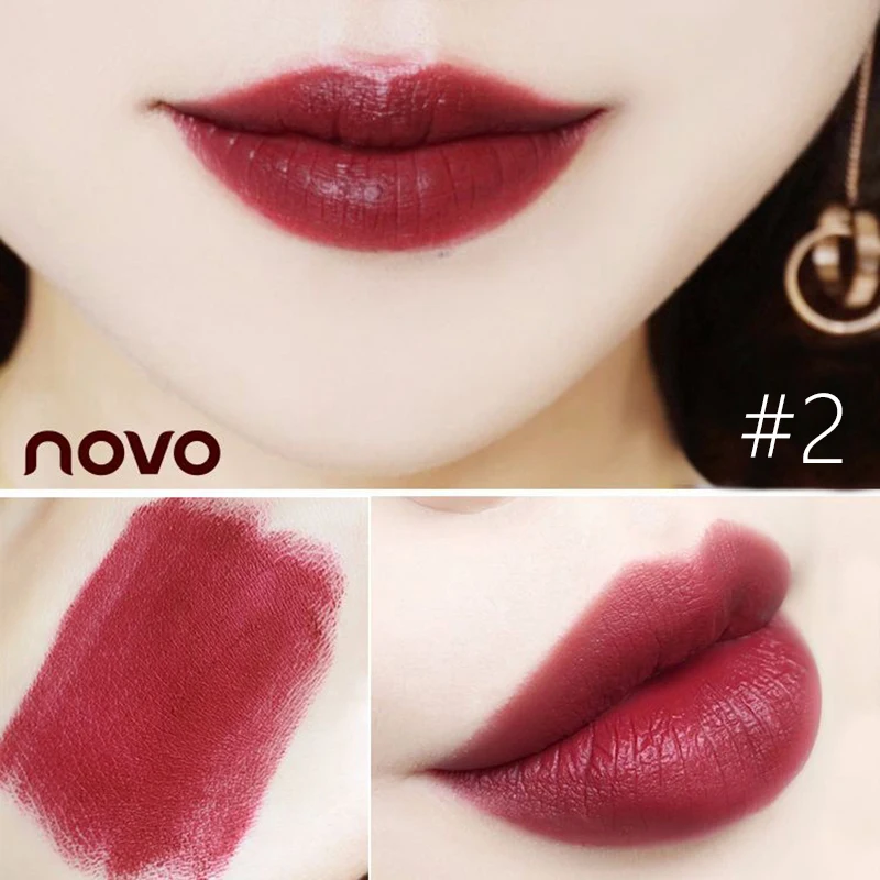 NOVO, брендовая матовая губная помада, макияж, бархат, 6 цветов, корейский стиль, бальзам для губ, питательный, стойкий, водостойкая, гладкая губная помада