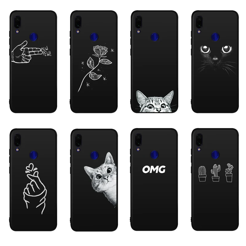 

QAQsam 6.3" Soft Silicone For Xiaomi Redmi Note 7 Pro Case Cover Painting Matte Phone Cases Funda