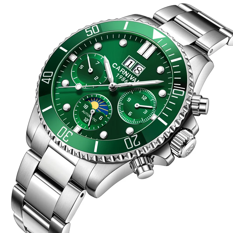 كرنفال القمر المرحلة التلقائية الميكانيكية ووتش الرجال الصلب الكامل للماء الرجال الساعات ساعة reloj hombre erkek كول الساعاتي relogio كرنفال القمر المرحلة التلقائية الميكانيكية ووتش الرجال الصلب الكامل للماء الرجال الساعات ساعة reloj hombre erkek كول الساعاتي relogio