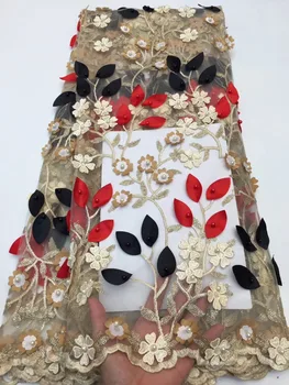 

Africa's new 3D decal mesh lace fabrics, Nigeria's 3D large flower embroidery lace for women's wedding fabrics TS7712