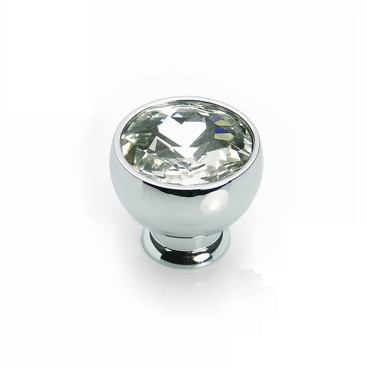 (1 piece)VIBORG Deluxe K9 Glass+Brass 30mm Crystal Knobs Modern Kitchen Cabinet Cupboard Door Handle Drawer Pulls Knob, SA-704