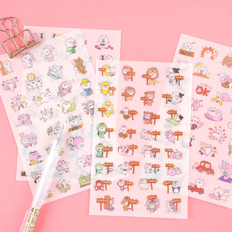 

6PCS Cute Cartoon New Superman Rabbit Children Stationery Stickers For DIY Albums Scrapbooking Diary Decoration Depicting