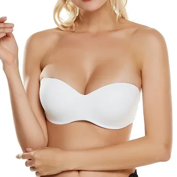 

YANDW White Bras for women strapless bra sexy lingeire Bralette unlined push up bra plunge 40B 42B 44B 46B 40C 42C 44C 46C