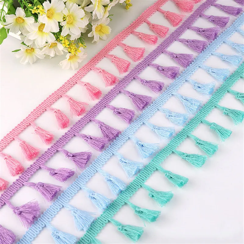 

Lace Tassel Fringe Cotton Ethnic Lace Trim Ribbon Sewing Latin Dress Stage Garment Curtain Decorative 2yards