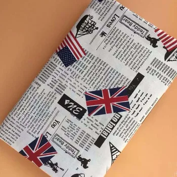 

One Yard 95x150cm Vintage Brand Zaka UK & USA letter newspapers Printed Cotton Linen Fabric For DIY sewing TableCloth Mat Pillow