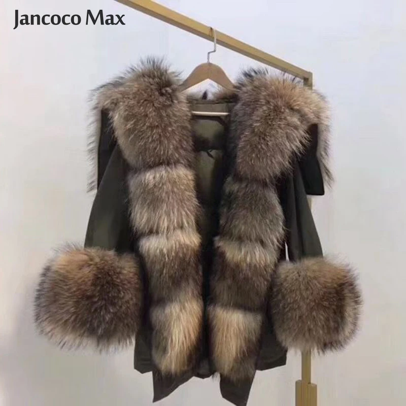 New Winter Women Supper Big Fur Parka Real Fox Fur / Raccoon Fur Hooded Fur Parkers Top Quality Outerwear S7555