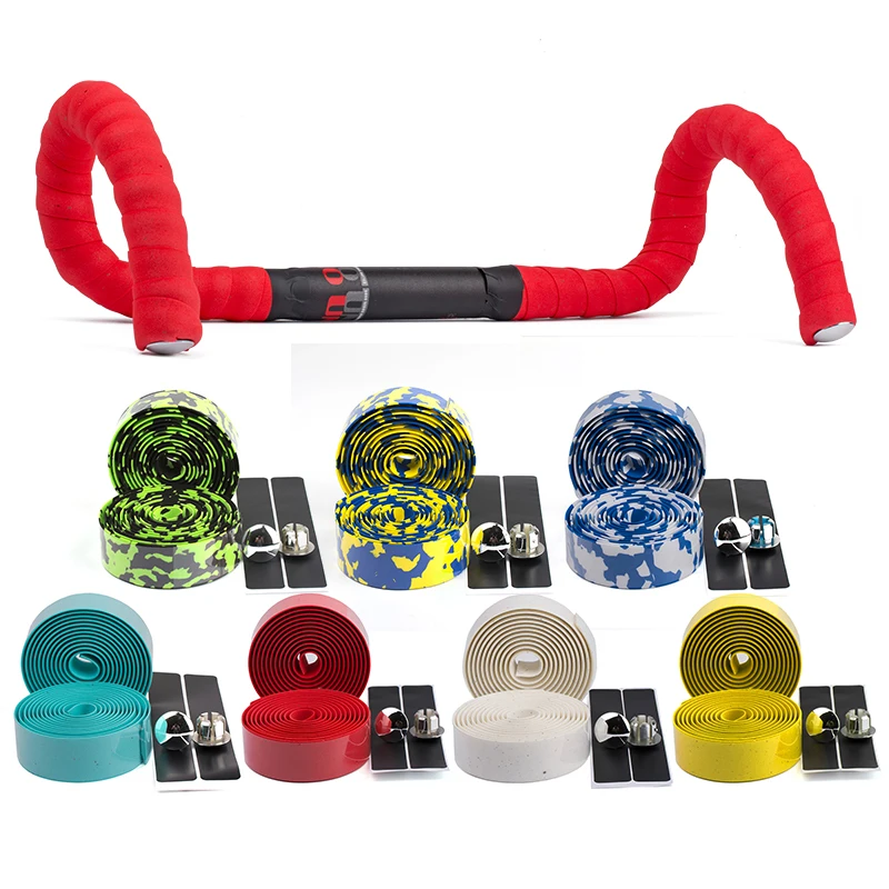 cheap Mountain Bicycle Handlebar Tape Non Slip Mtb Cycling Accessories Road Bike Parts Racing Handle Bar Strap 2 Plugs Bandage Belt