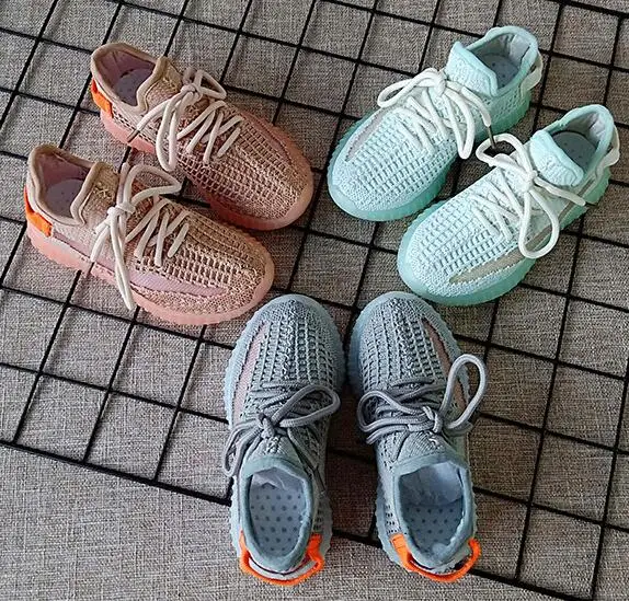 

2019 Autumn new children's lighted in night soles sports shoes boys girls breathable flyknit casual coconut shoes