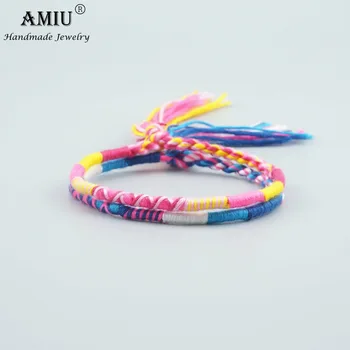 

AMIU Jewelry Cotton Friendship Bracelets Anklet Bracelets Bohemia Style Weave Woven String Handmade Bracelet For Women and Men