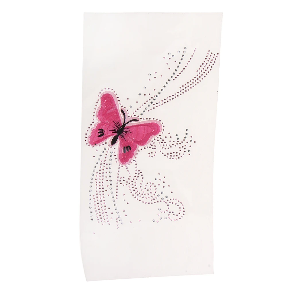 Butterfly Pattern Iron on Crystal Rhinestone Hotfix Transfer Patch DIY Decotative Applique for Clothing Bags