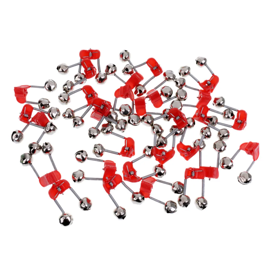 30 PCS Fishing Rod Alarm Clip Style Dual Alert Bells Suitable for All Kinds of Sea Rod Color Random Fishing Accessories