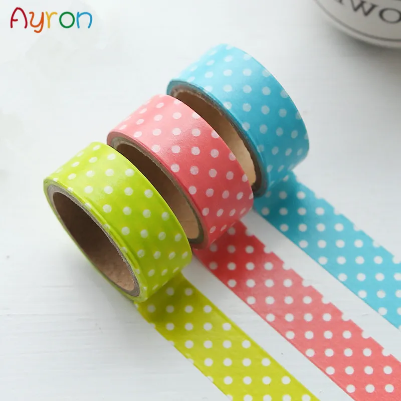 

15mm X 10m Simple dots Decorative Adhesive Tape Masking Washi Tape DIY Scrapbooking Sticker Label School Office Supply