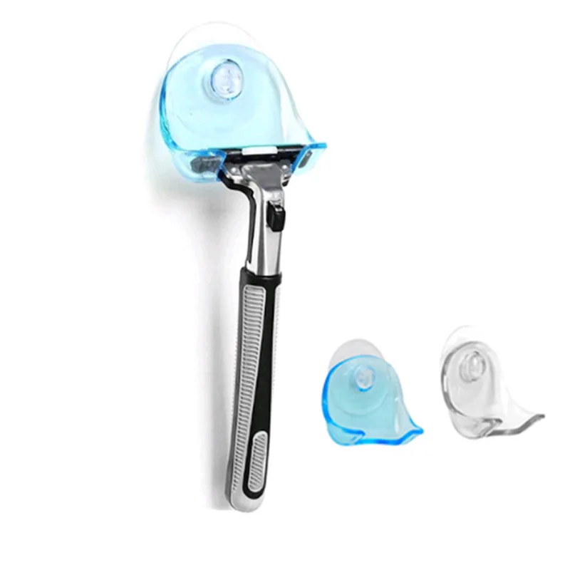 

Clear Plastic Safty Shaving Shaver Shelf Razor Rack Super Suction Cup Bathroom Razor Shaver Holder Storage Rack Holder Promotion