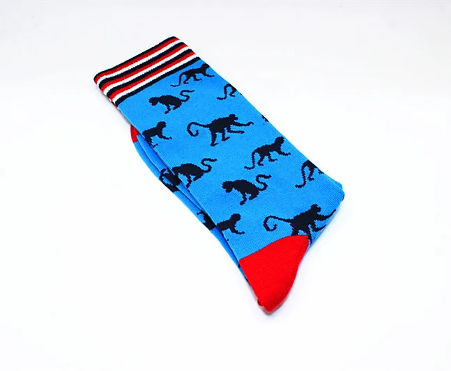 Новинка года; мужские хлопковые носки в стиле хип-хоп Харадзюку; забавные носки с обезьяной, полярным медведем, лисой для мужчин; подарок на свадьбу и Рождество - Цвет: 6