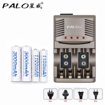 

PALO Intelligent Charger C819 for AA/AAA/9V Ni-MH Ni-CD Rechargeable Battery with LED Display + 2pcs 1100mAh + 2pcs 3000mAh