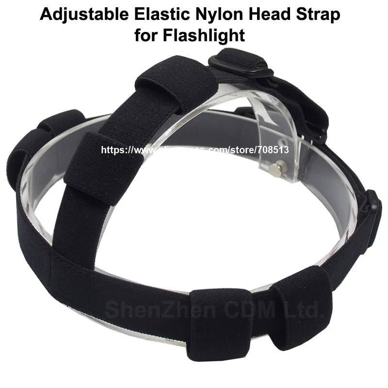PION Adjustable Elastic Nylon Head Strap for Flashlight - Black (1 pc)