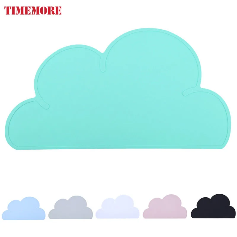 Hot 47*27cm Waterproof Silicone Placemat Bar Mat Baby Kids Cloud Shaped Plate Mat Table Mat Set Home Kitchen Pads