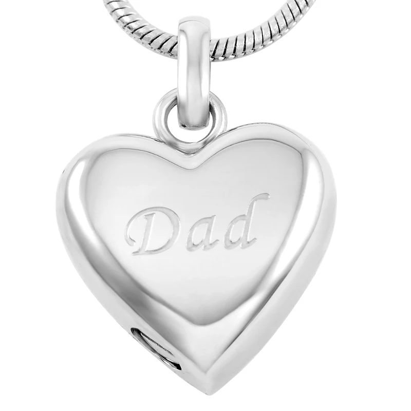 

IJD8455 Customized Dad In My Heart Cremation Urn Necklace Stainless Steel Human Ashes Keepsake Memorial Locket - Casket Jewelry