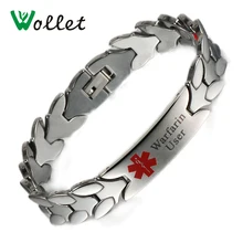 Wollet 21 см лечебный энергетический Турмалин германий магнитный карбидный вольфрамовый браслет Медицинский ID оповещение для пользователя Warfarin