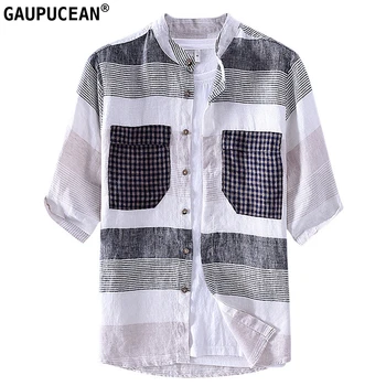 

100% Linen Cool Dry Fast Breathable Anti-static Anti-radiation Half Sleeve Man Shirts Quality White Summer Flax Men Shirt