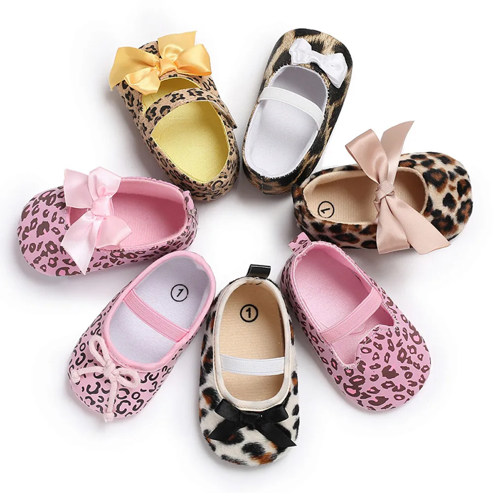 Милая мягкая Нескользящая детская обувь с леопардовым принтом для маленьких девочек;# YL